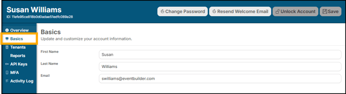 A screenshot of EventBuilder software