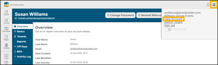 A screenshot of EventBuilder software
