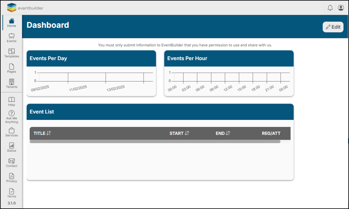 A screenshot of EventBuilder software