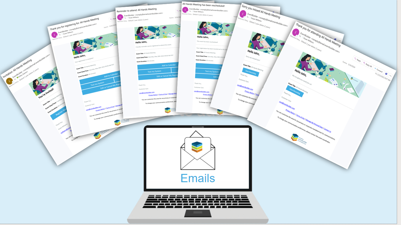 EventBuilder communication email examples.
