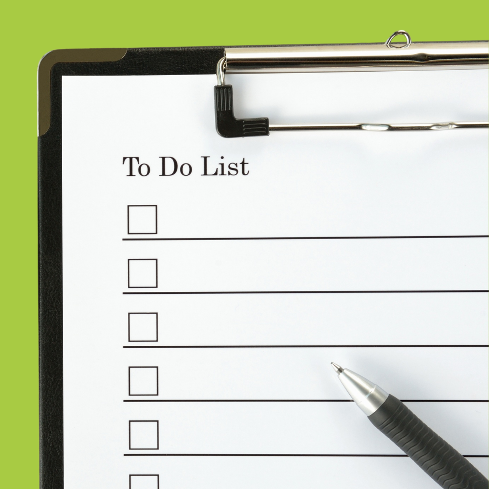 A paper to do list with a pen appear on a green background