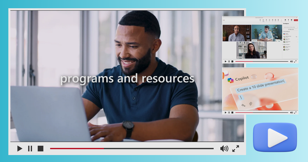 Five screenshots from a promotional video concerning copilot are hosted in 35mm film frames. They show young professionals at work and software images
