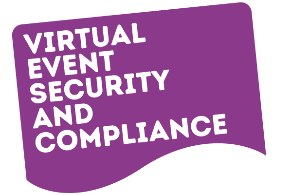 Purple banner with white text which reads 'Virtual Event Security and Compliance'