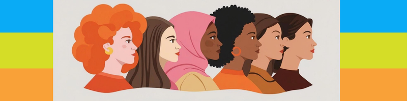 An illustration of 6 women from different cultural and ethnic groups
