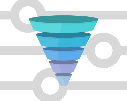 A funnel in blue and green layers