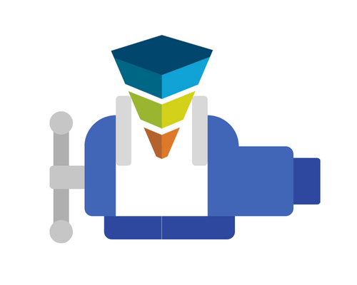 a blue vice squeezing the EventBuilder logo