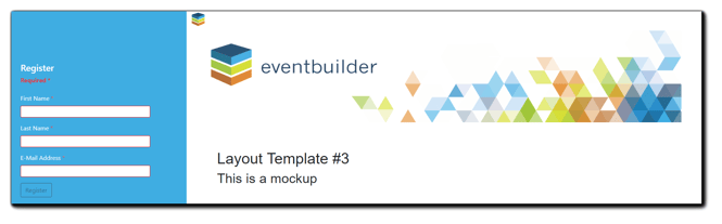 new EventBuilder layout option: Clean. Registration form on the side.