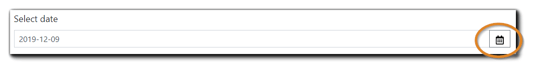 Screenshot: Select date for report to be run, calendar icon highlighted.