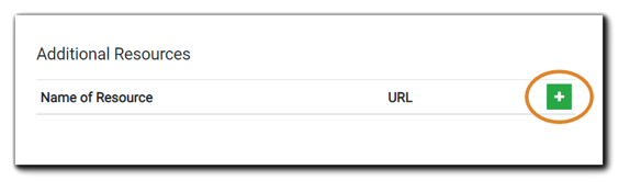 Screenshot: Additional Resources function with the green + button highlighted.