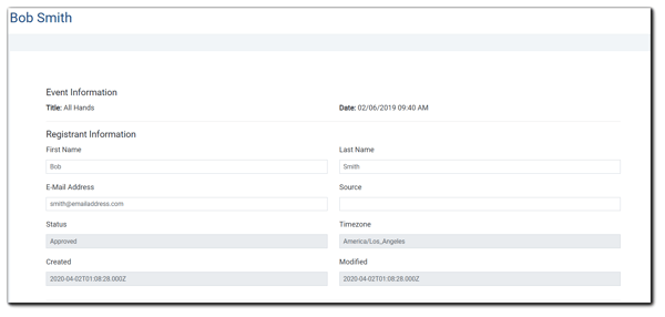 Screenshot: Top portion of Registrant Information screen.