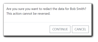 Screenshot: confirmation window for redacting registrant information.