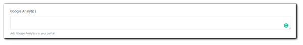 Screenshot: Field for adding Google Analytics Tracking Code in the Portal Configuration.