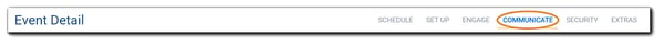 Screenshot: Event Detail, Communicate Section.