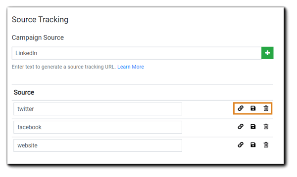Screenshot: Source Tracking dialog.