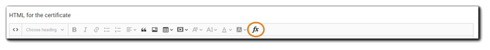 Screenshot: HTML editor toolbar with FX button highlighted.