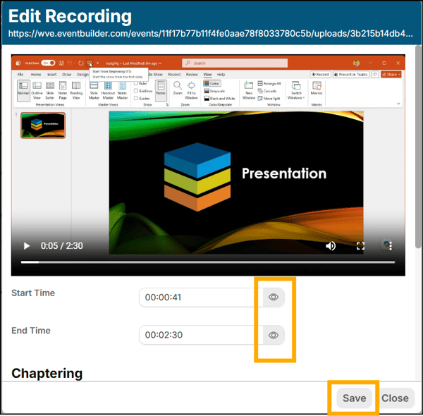 A screenshot of EventBuilder software