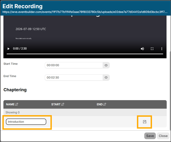 A screenshot of EventBuilder software