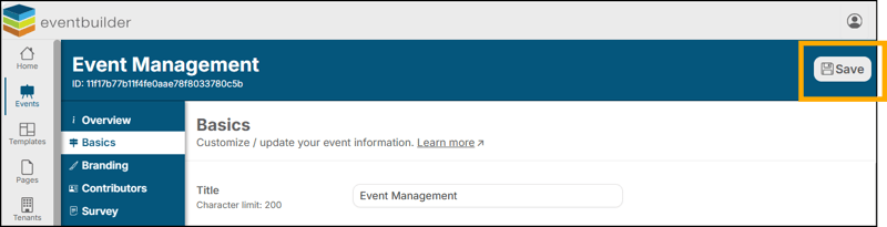 A screenshot of EventBuilder software