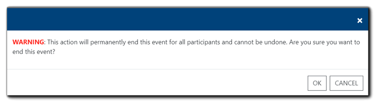 Screenshot: End stream confirmation dialog.
