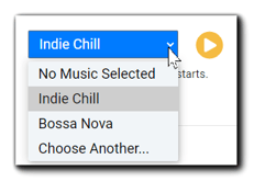 Screenshot: Music selection dropdown IndieChill is selected