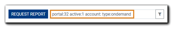 Screenshot: Request Report field with data filters selected.