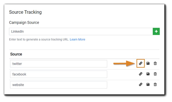 Screenshot: Source Tracking dialog.