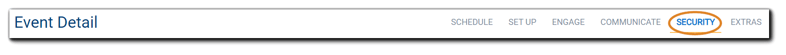 Screenshot: Event Detail, Security step. 