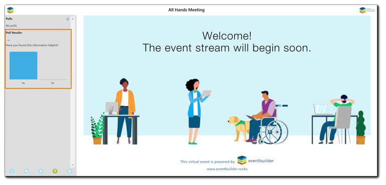 Screenshot: Attendee viewing console with poll results.