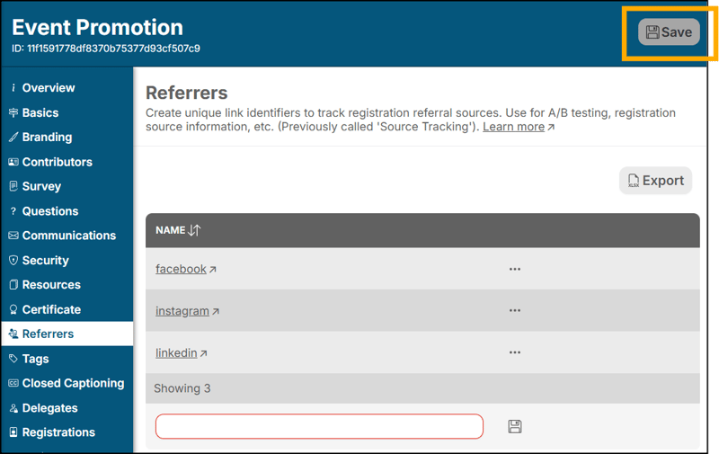 A screenshot of EventBuilder software