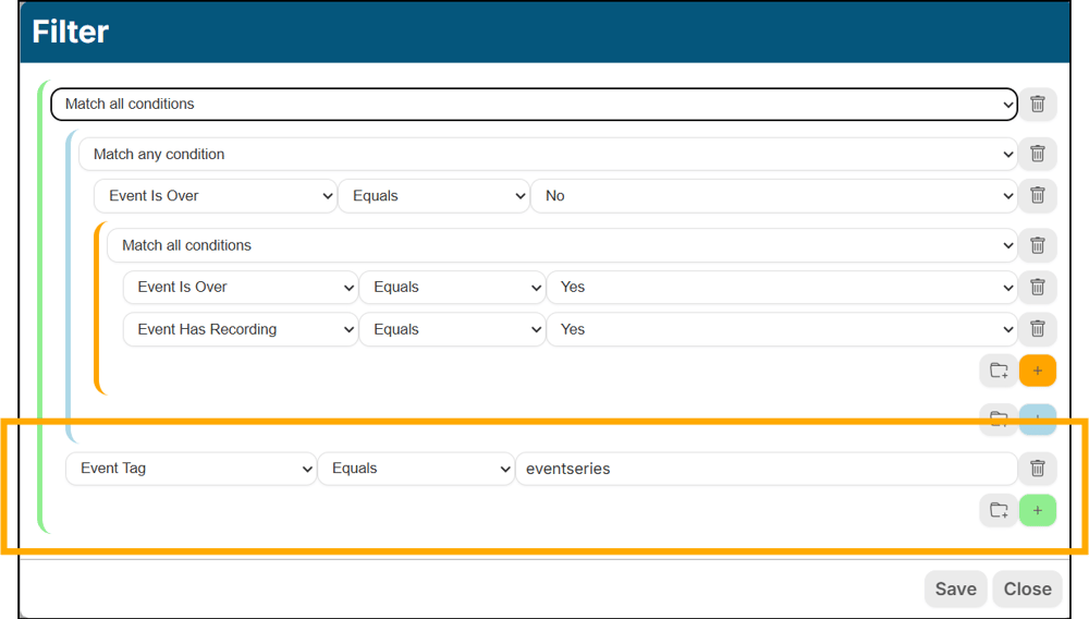 A screenshot of EventBuilder software