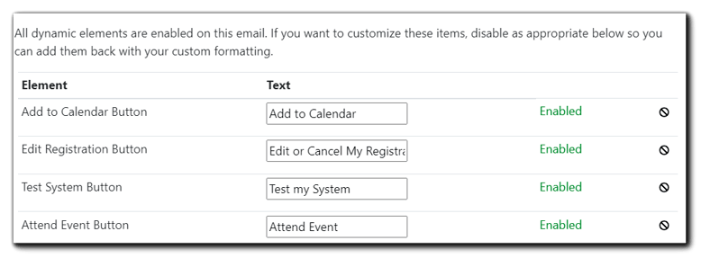 Screenshot: Dynamic button text customization dialog.