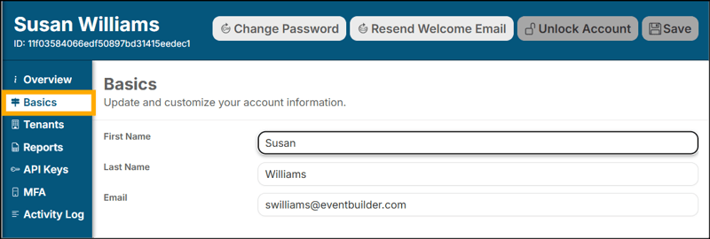 A screenshot of EventBuilder software