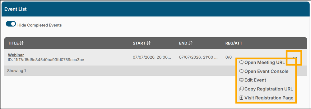 A screenshot of EventBuilder software