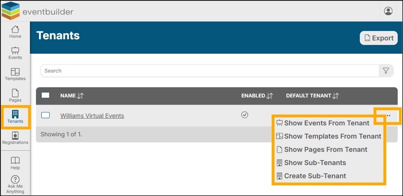 A screenshot of EventBuilder software