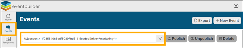 A screenshot of EventBuilder software