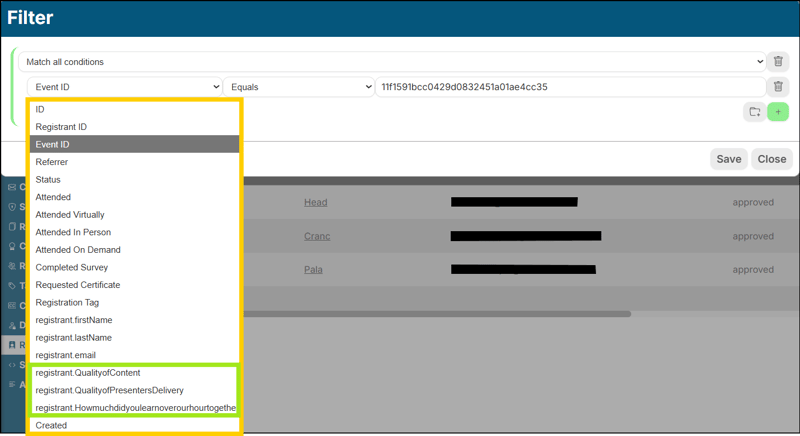 A screenshot of EventBuilder software