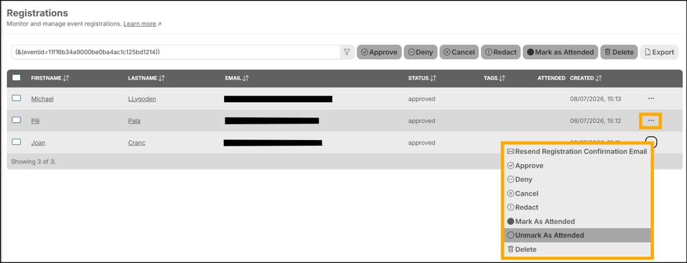 A screenshot of EventBuilder software