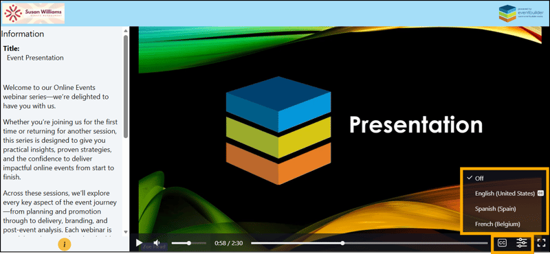 A screenshot of EventBuilder software