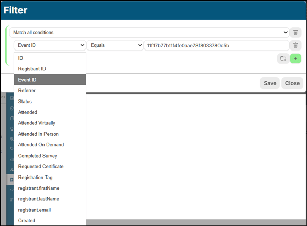 A screenshot of EventBuilder software