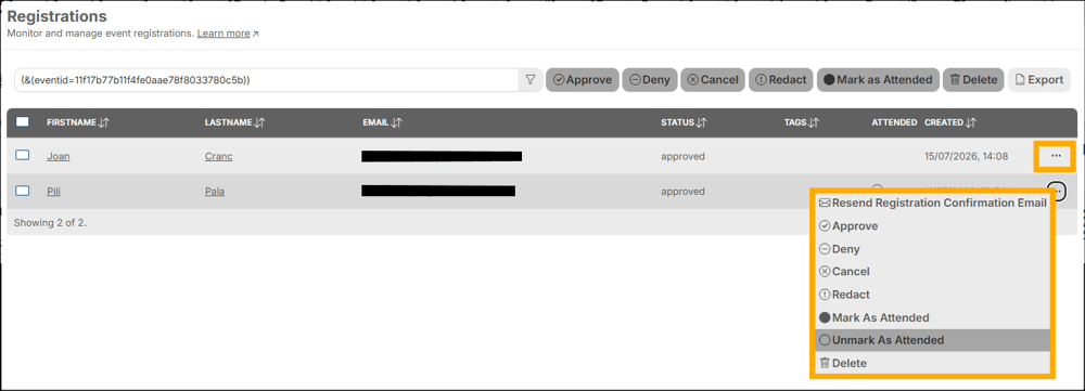 A screenshot of EventBuilder software