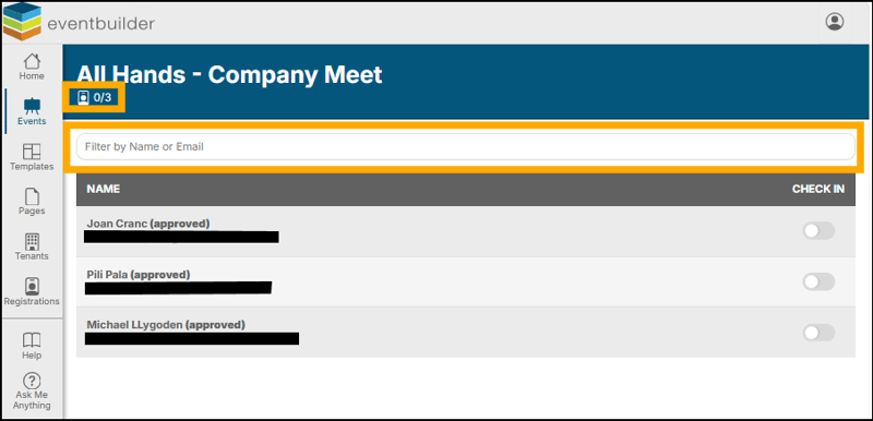 A screenshot of EventBuilder software