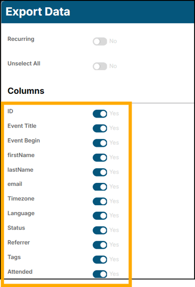 A screenshot of EventBuilder software