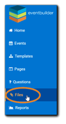 Screenshot: Left navigation with the Files option highlighted.
