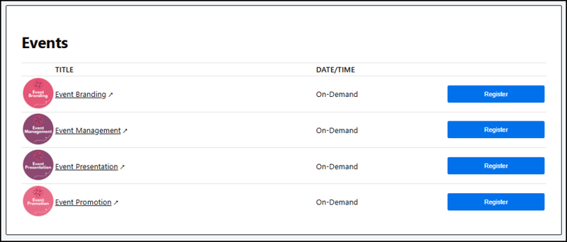 A screenshot of EventBuilder software