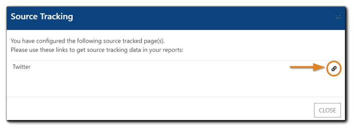 Screenshot: Source Tracking confirmation and copy link dialog.