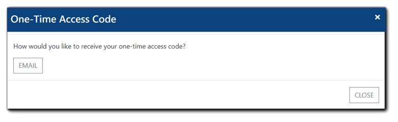 Screenshot: One-Time Access Code for 2-Factor Authentication. Transcript: How would you like to receive your one-time access code? 