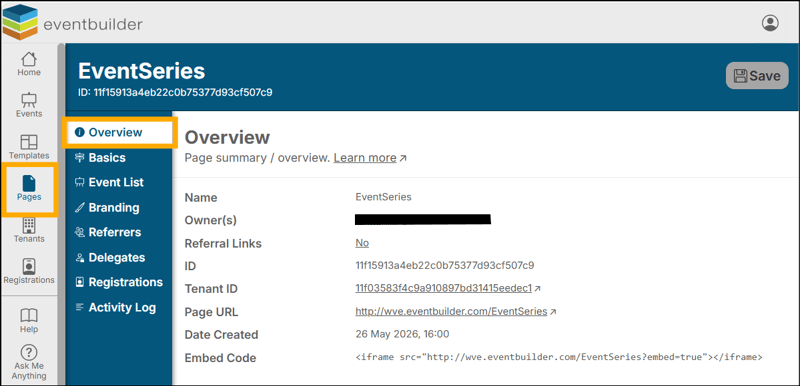 A screenshot of EventBuilder software