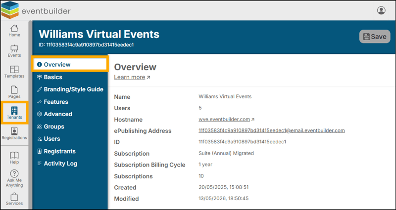 A screenshot of EventBuilder software