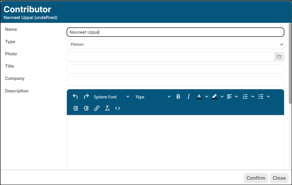 A screenshot of EventBuilder software