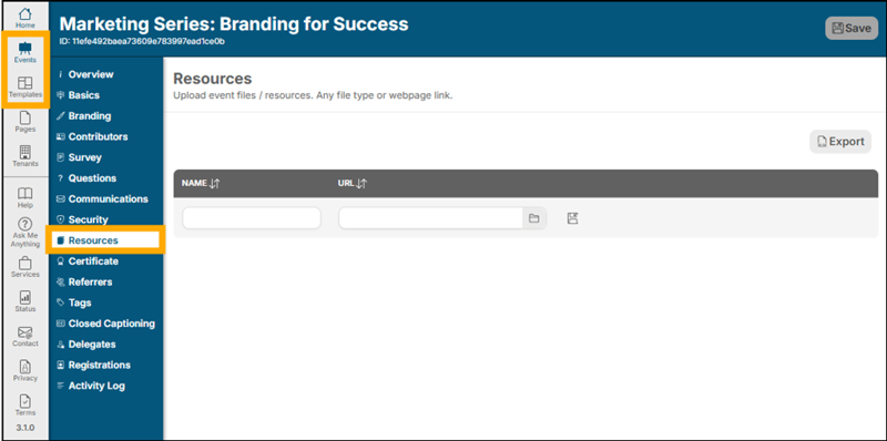 A screenshot of EventBuilder software